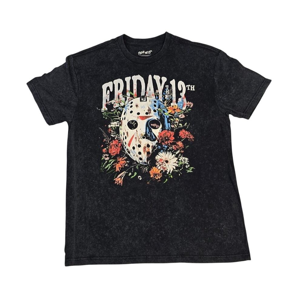Friday the 13th Jason Voorhees Floral Acid Wash T-Shirt Men's M Horror